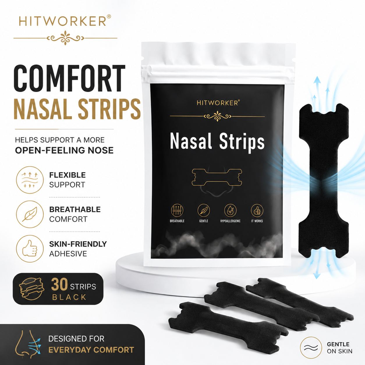 Skincare Moisturizer - HITWORKER Black Nasal Strips Breathable Nose