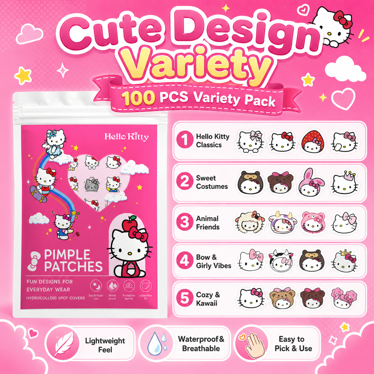 100PCS hello kitty Acne patche - đánh giá và giá Skincare Moisturizer