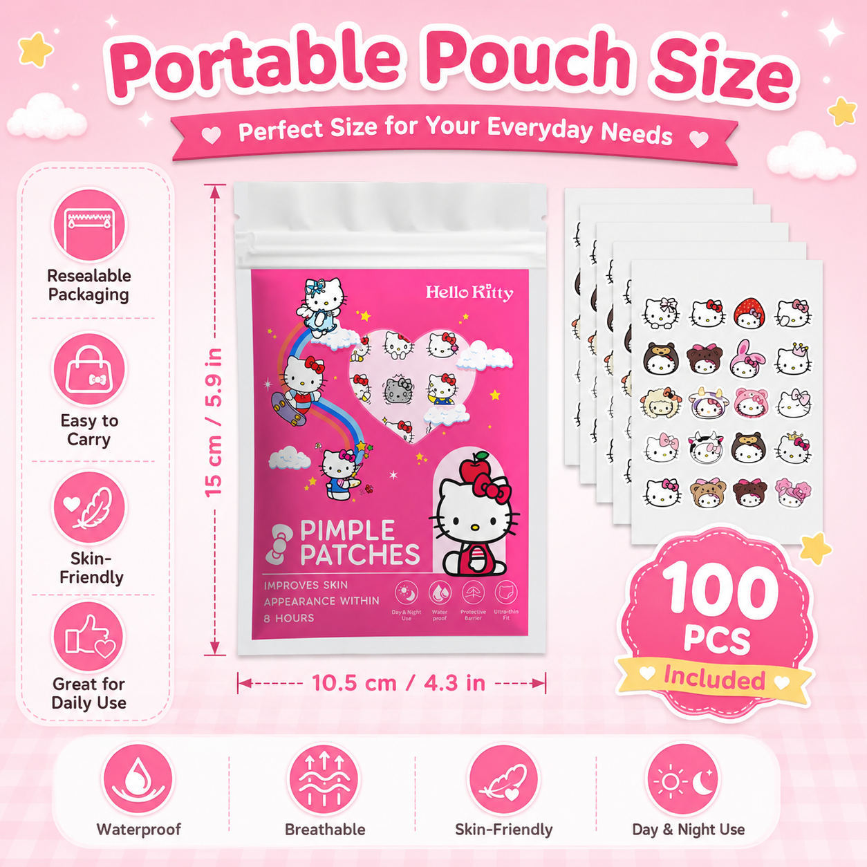 100PCS hello kitty Acne patche - đánh giá và giá Skincare Moisturizer