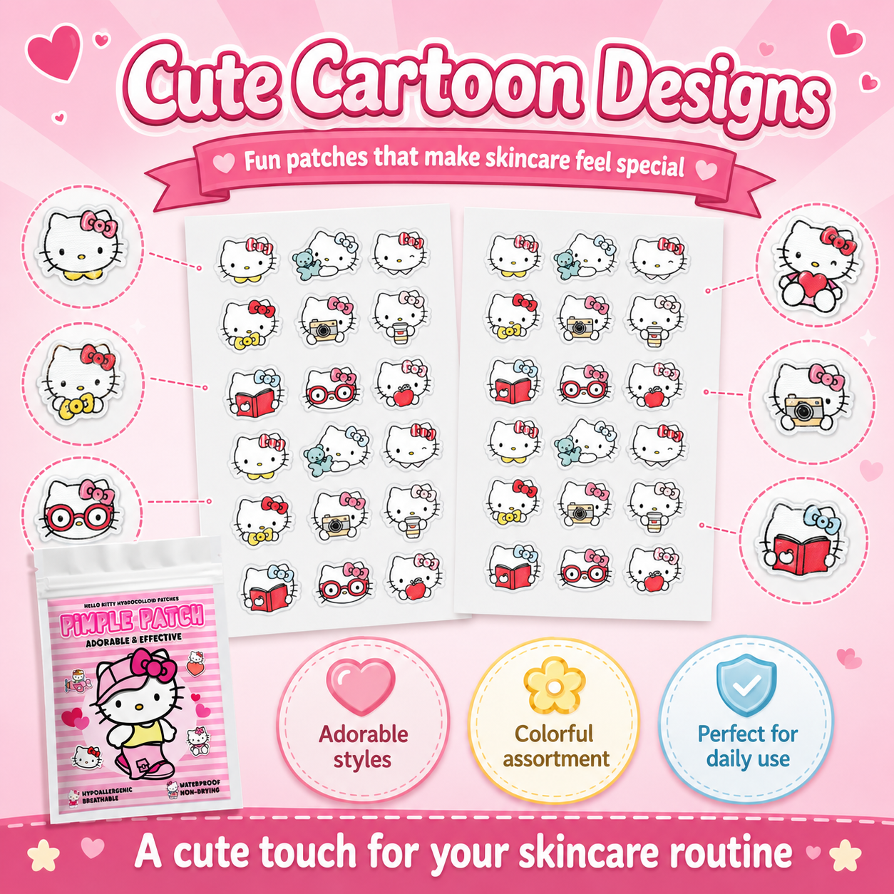 120PCS hello kitty Acne patche - đánh giá và giá Skincare Moisturizer