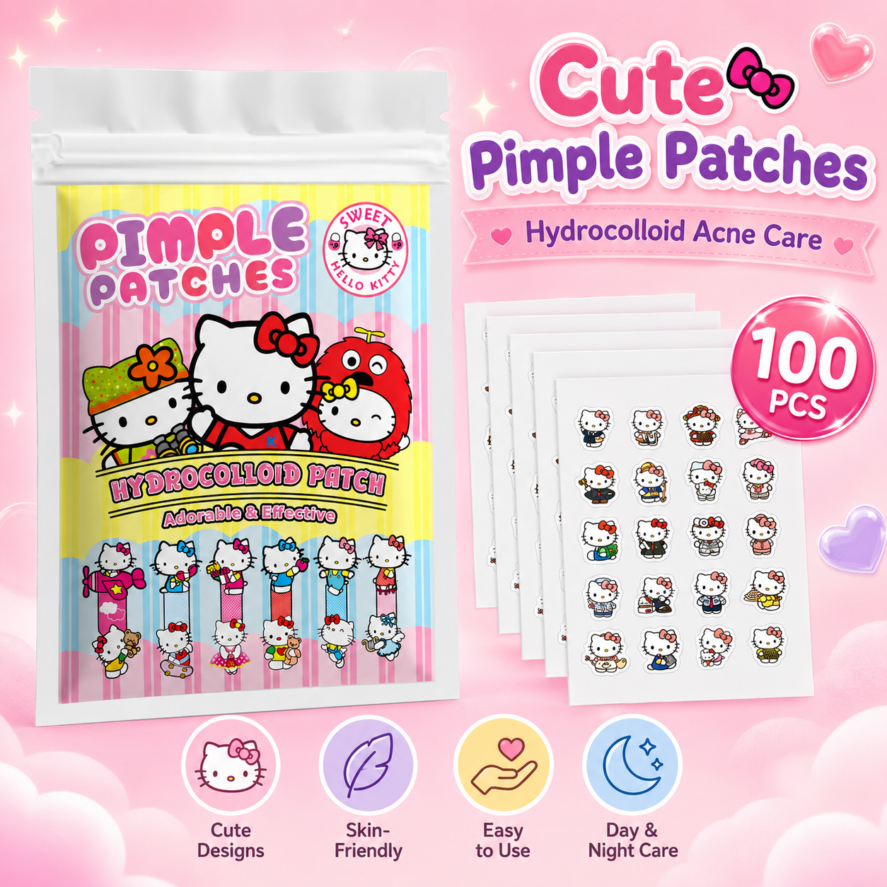 100PCS hello kitty Acne patche - đánh giá và giá Skincare Moisturizer