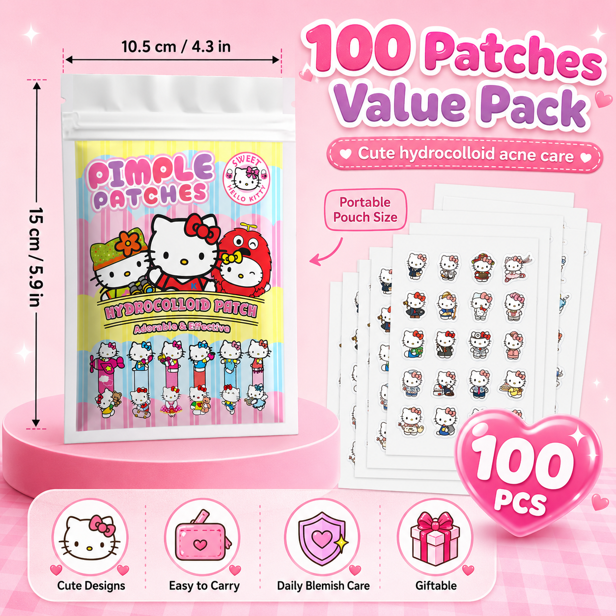 100PCS hello kitty Acne patche - đánh giá và giá Skincare Moisturizer