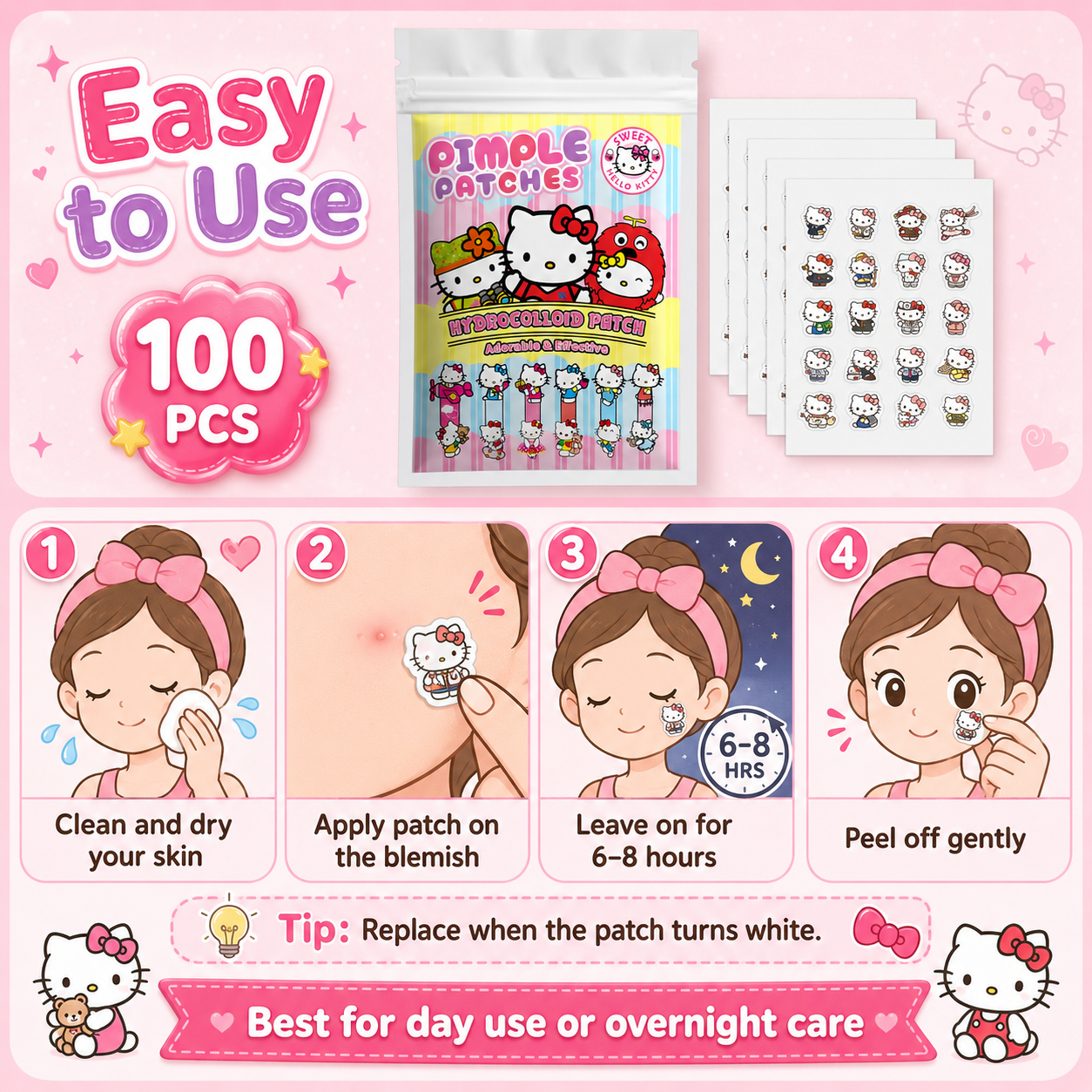 100PCS hello kitty Acne patche - đánh giá và giá Skincare Moisturizer