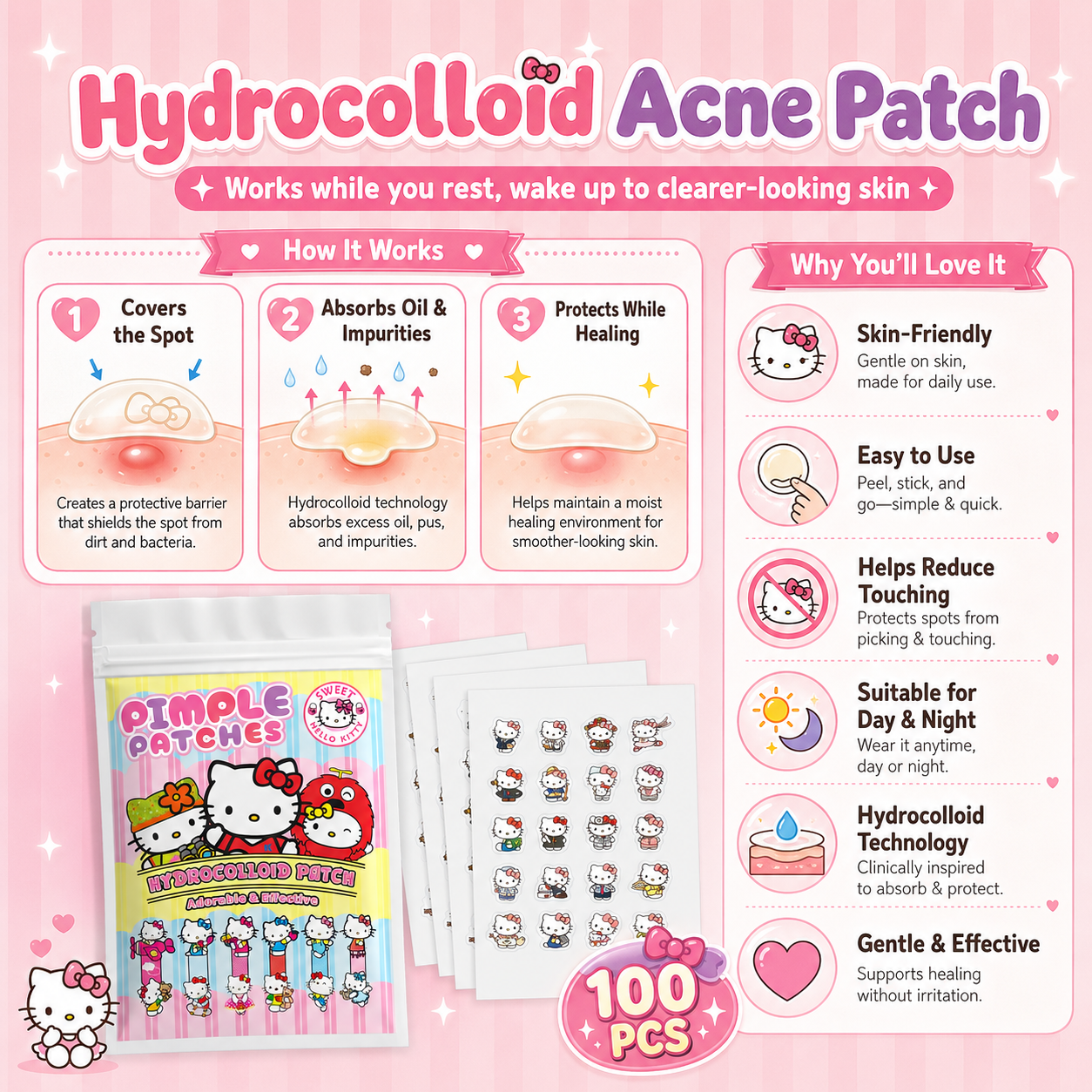 100PCS hello kitty Acne patche - đánh giá và giá Skincare Moisturizer