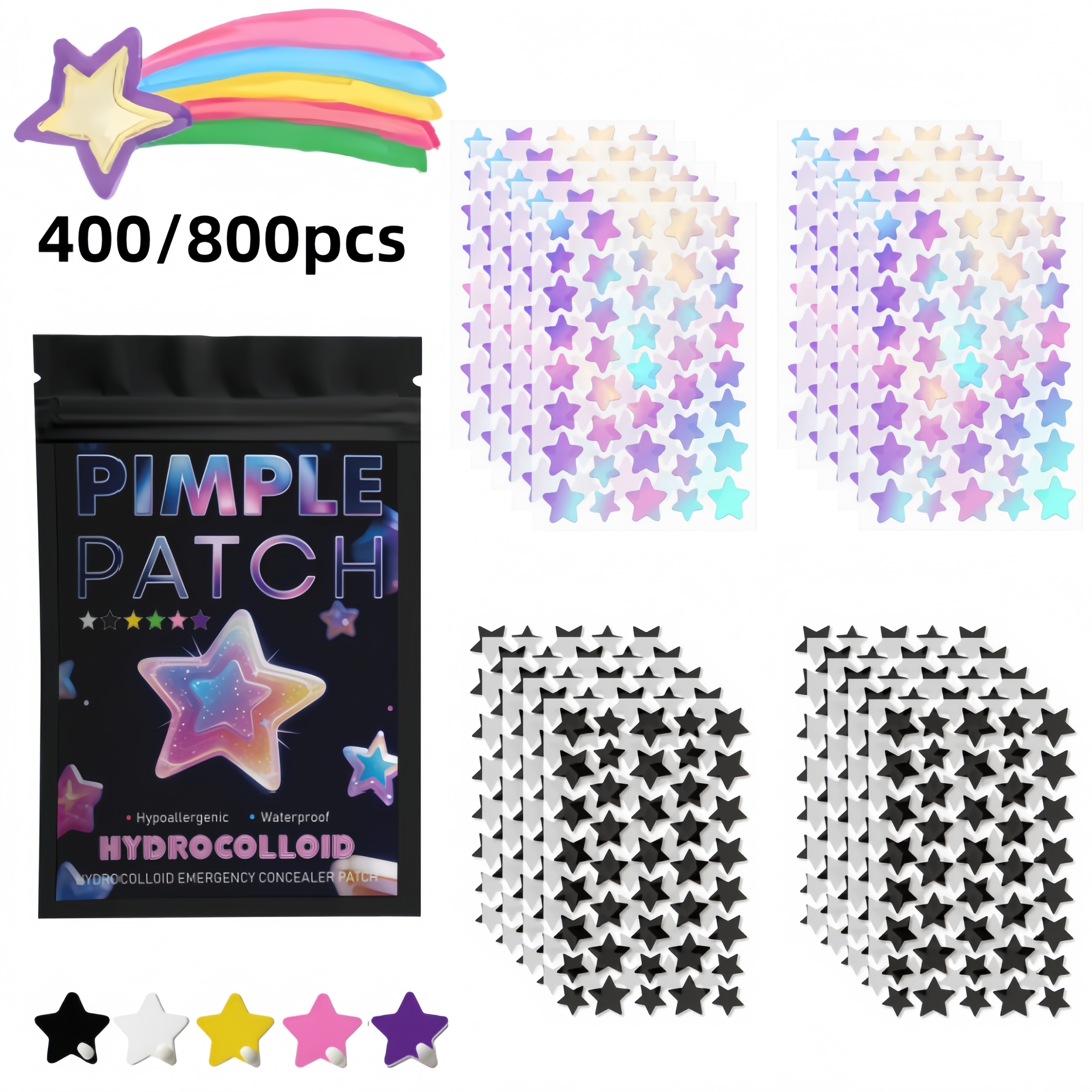 400/800pcs Iridescent & Black  - đánh giá và giá Skincare Moisturizer