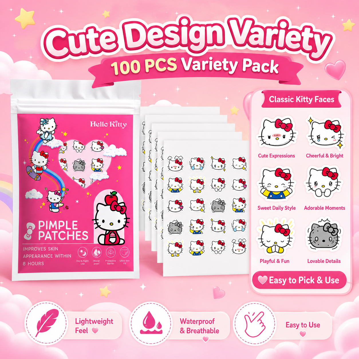 100PCS hello kitty Acne patche - đánh giá và giá Skincare Moisturizer
