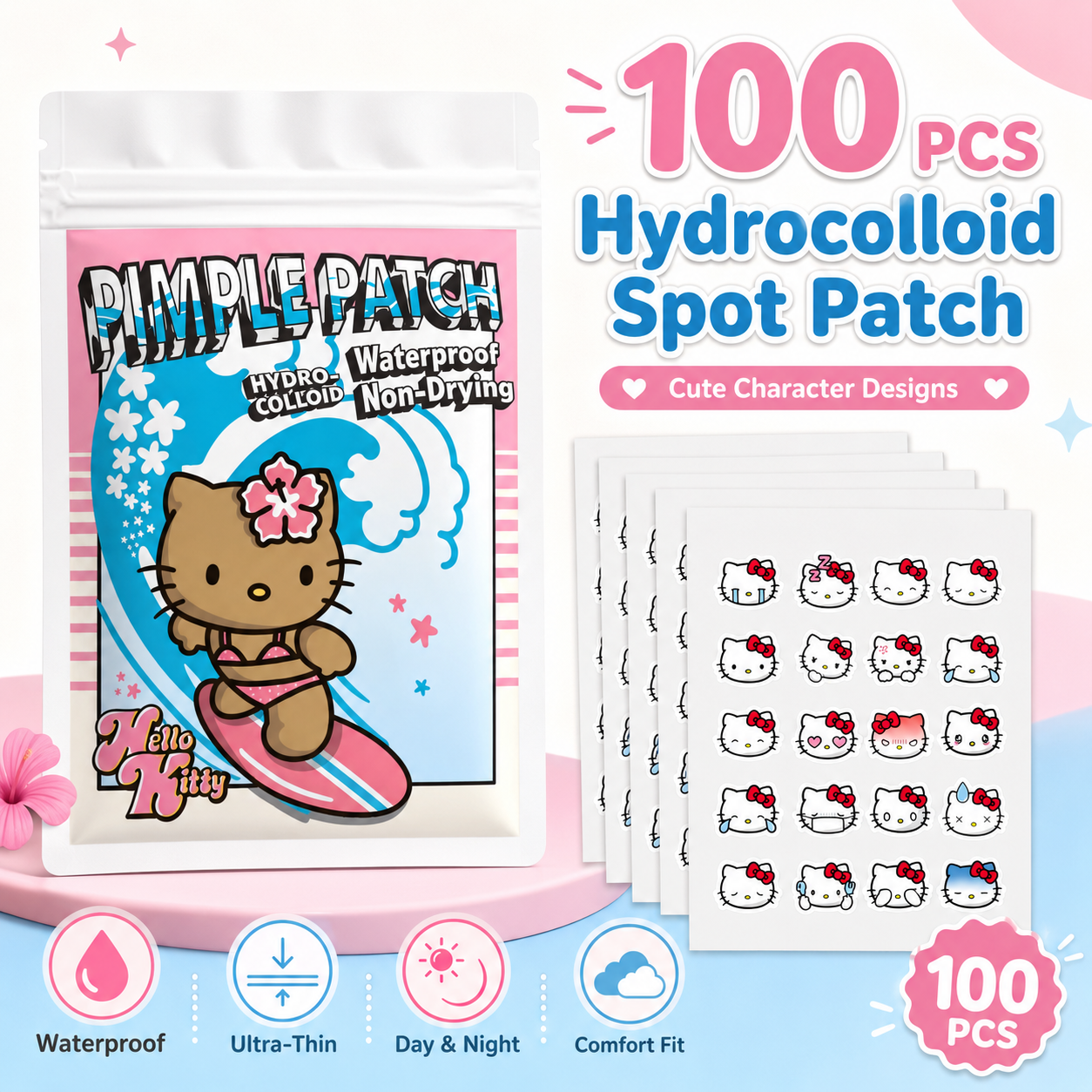 100PCS hello kitty Acne patche - đánh giá và giá Skincare Moisturizer