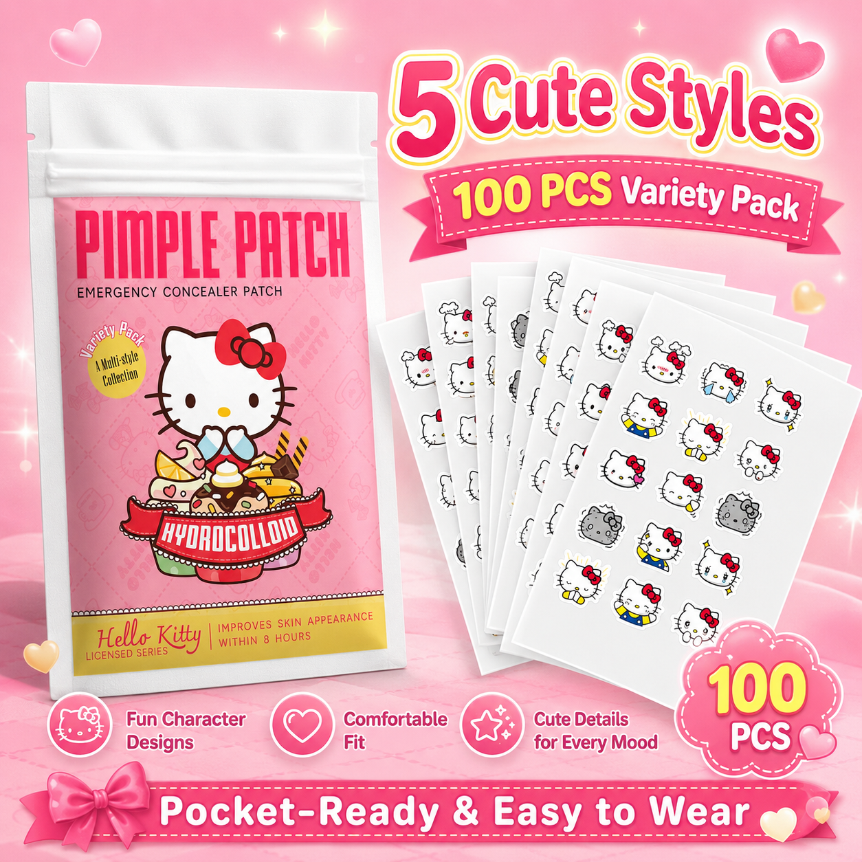 100PCS hello kitty Acne patche - đánh giá và giá Skincare Moisturizer